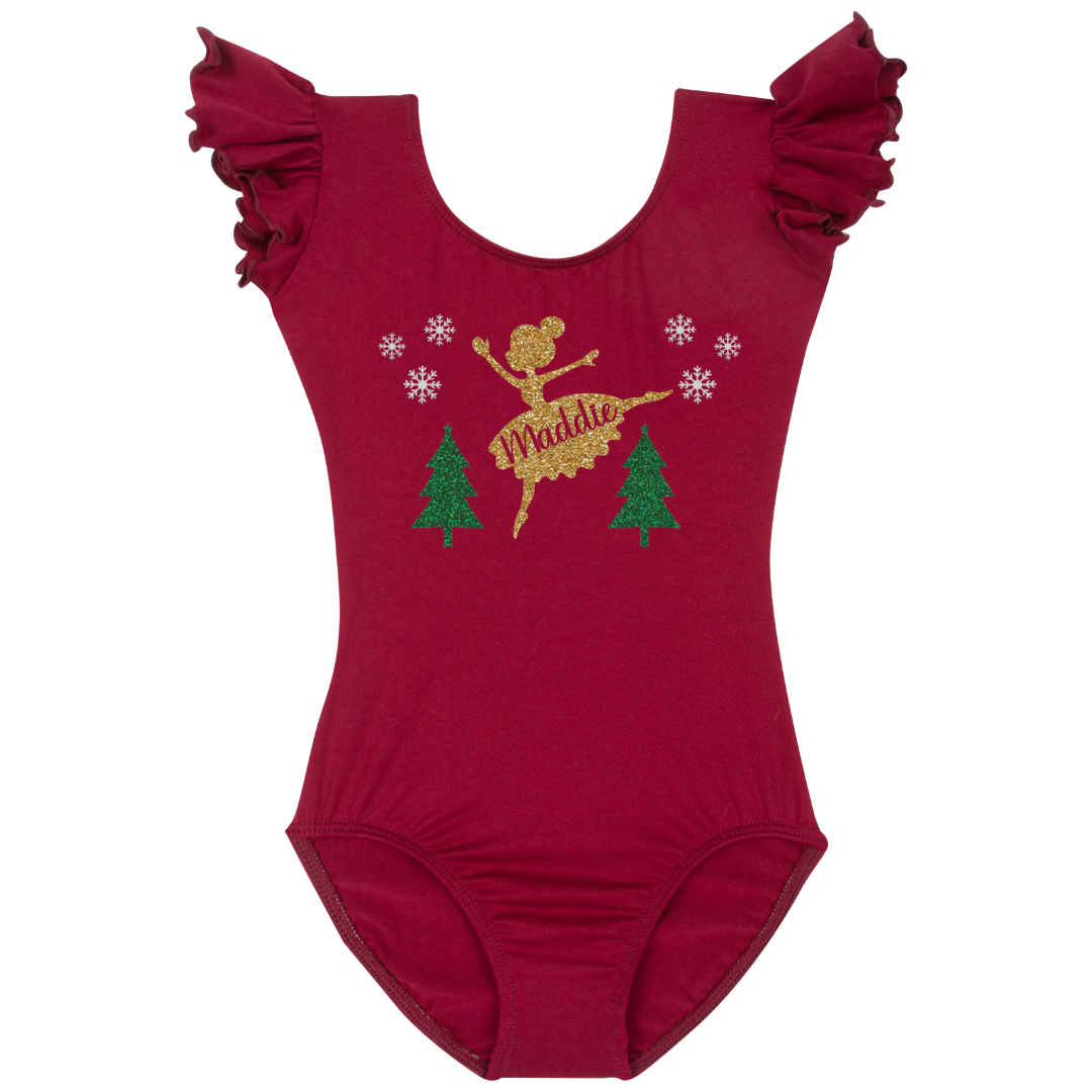 BURFLSPERBALL.png Personalized Holiday Ballerina Leotard | Burgundy