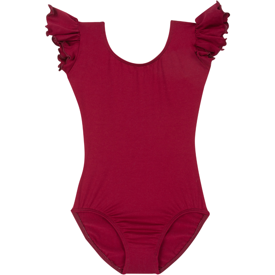 Burgundy_FS.png Adult Teen Ruffle Short Sleeve Leotard – Classic Ballet Dancewear