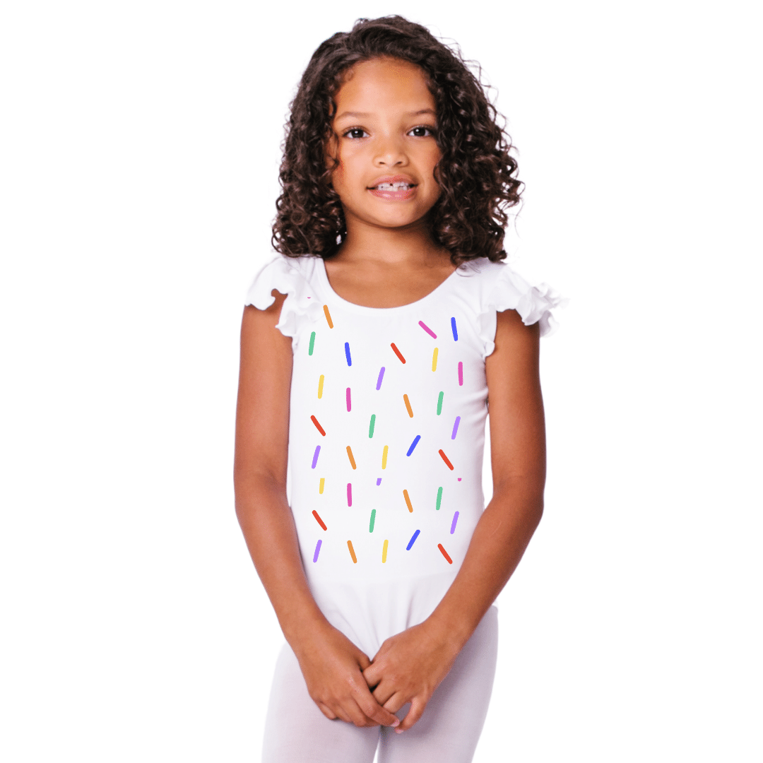 DanceLeotardwithSprinklesforGirlsandToddlers.png Flutter Sleeve Sweet Sprinkles Leotard
