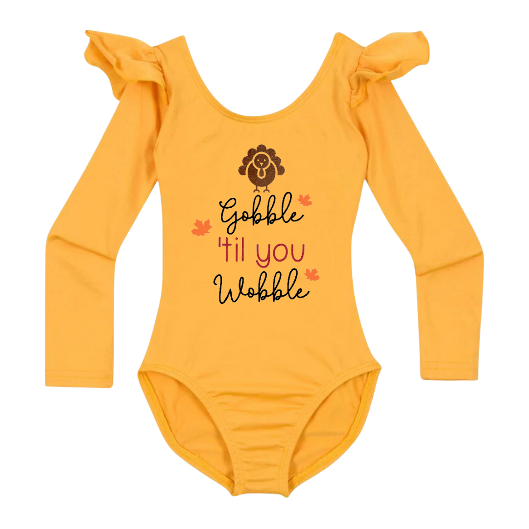 GOBBLE_GLD_RLS.png Gobble Til' You Wobble Thanksgiving Leotard