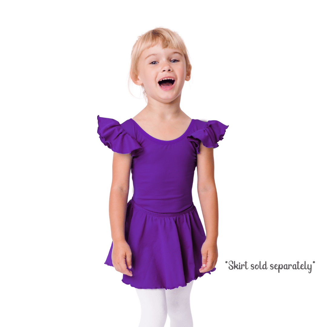 Girl_sPurpleDanceLeotard.png Purple Toddler & Girls Flutter/Ruffle Short Sleeve Leotard