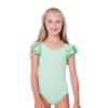 MintGreenBalletLeotard.png Mint Green Leotard with Flutter/Ruffle Short Sleeve for Toddler & Girls
