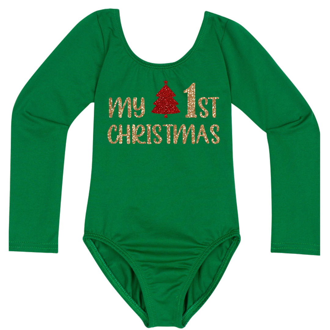 MyFirstChristmas-GreenLongSleeve.png My First Christmas Leotard