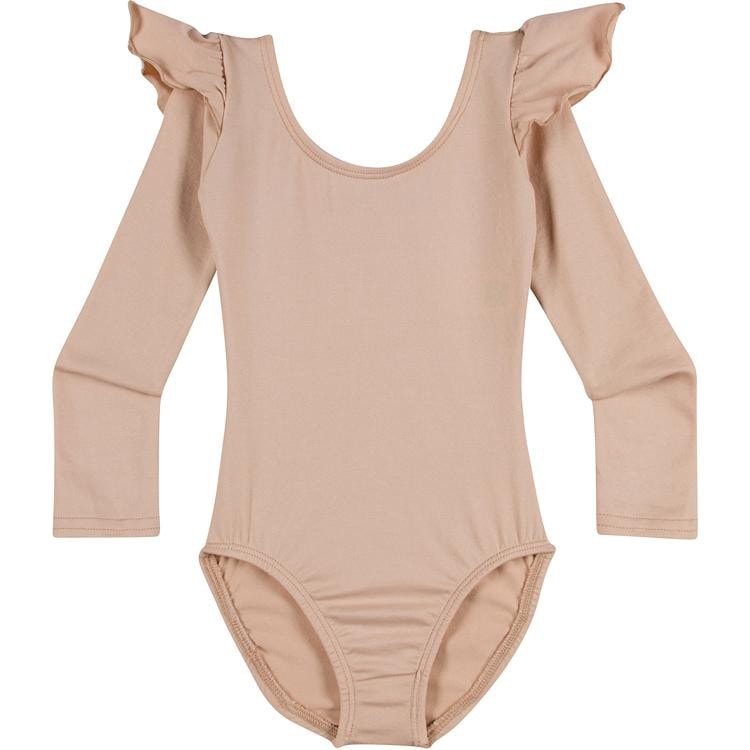 Photo02_750_5098637e-d7f4-41d0-8011-841cc6a41053.jpg Skin Tone Nude/Beige Ruffle Long Sleeve Leotard & Bodysuit