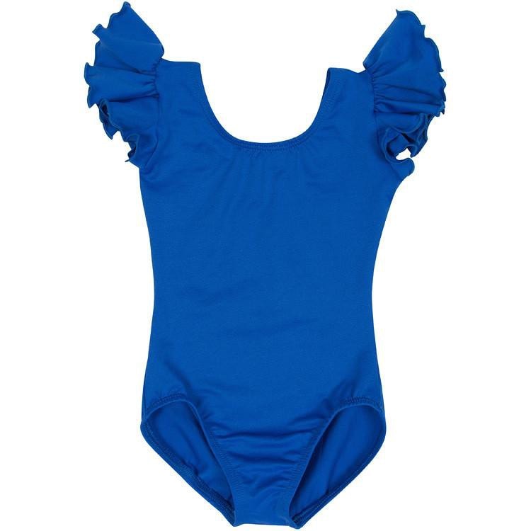 Photo02_zoom.jpg Royal Blue Leotard with Flutter/Ruffle Short Sleeve for Toddler & Girls