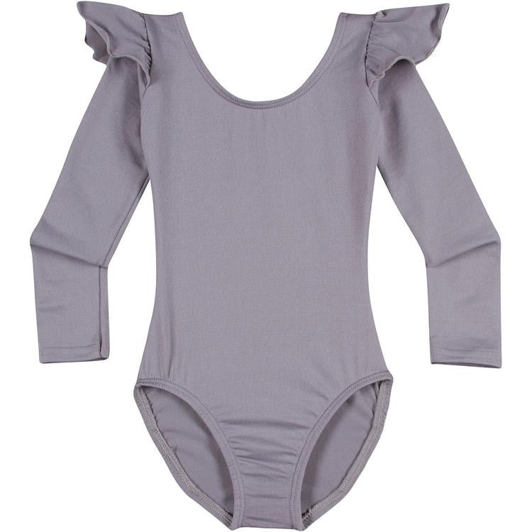 Photo04_750_0563c11c-206c-4096-9c60-8113fbbcea7f.jpg Gray Long Sleeve Ruffle Leotard for Toddler and Girls