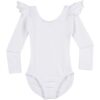 White Long Sleeve Leotard with Ruffles