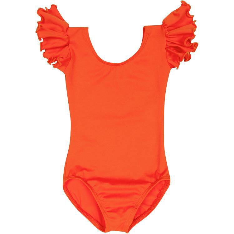 Orange Flutter Sleeve Leotard