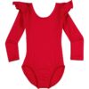 Long Sleeve Ruffle Red Leotard