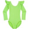 Photo13_750.jpg Lime Green Long Ruffle Sleeve Leotard for Toddler and Girls