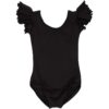 Black Leotard with Flutter/Ruffle Short Sleeve for Toddler & Girls