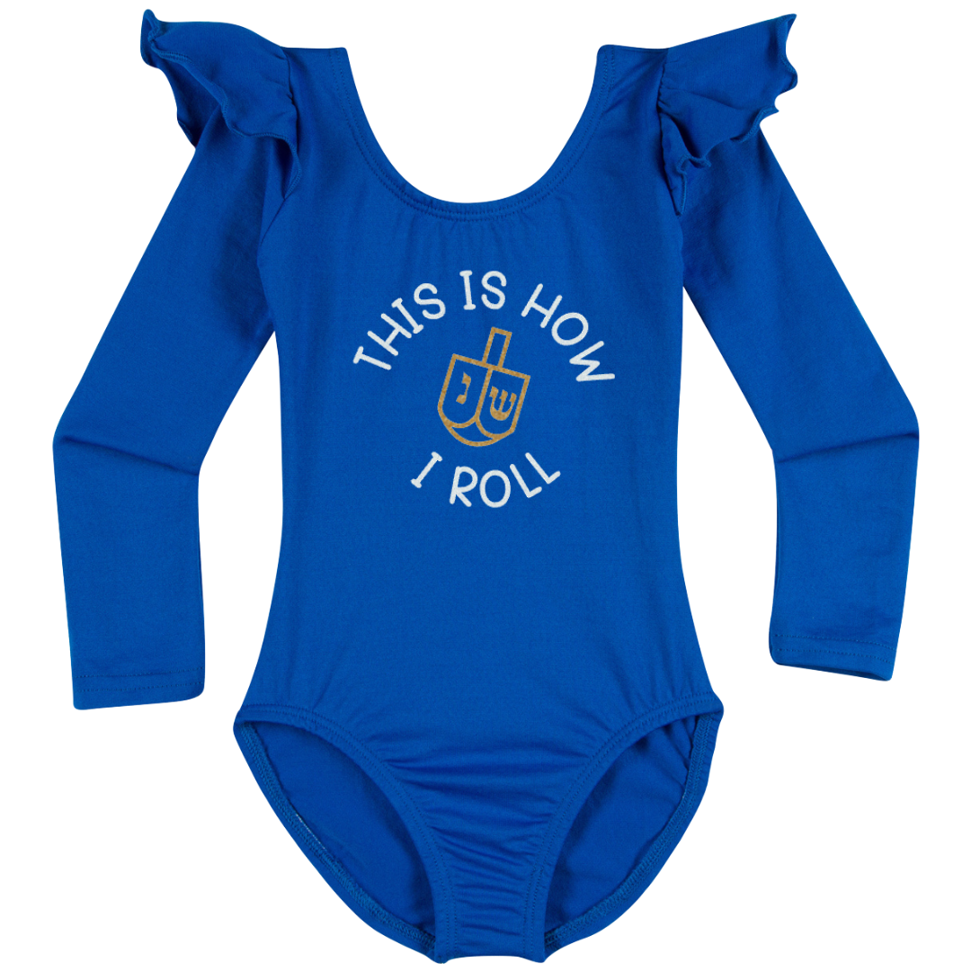 Roll_-RBL_FLS_2.png This Is How I Roll Hanukkah Leotard | Royal Blue