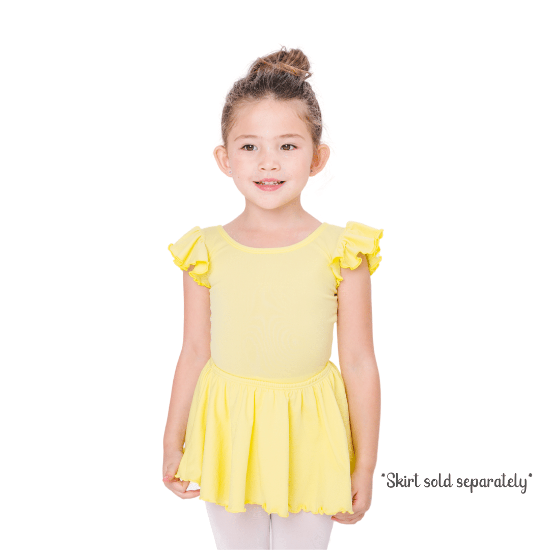 Yellow Leotard for Toddler & Girls - Ruffle/Flutter Short Sleeve