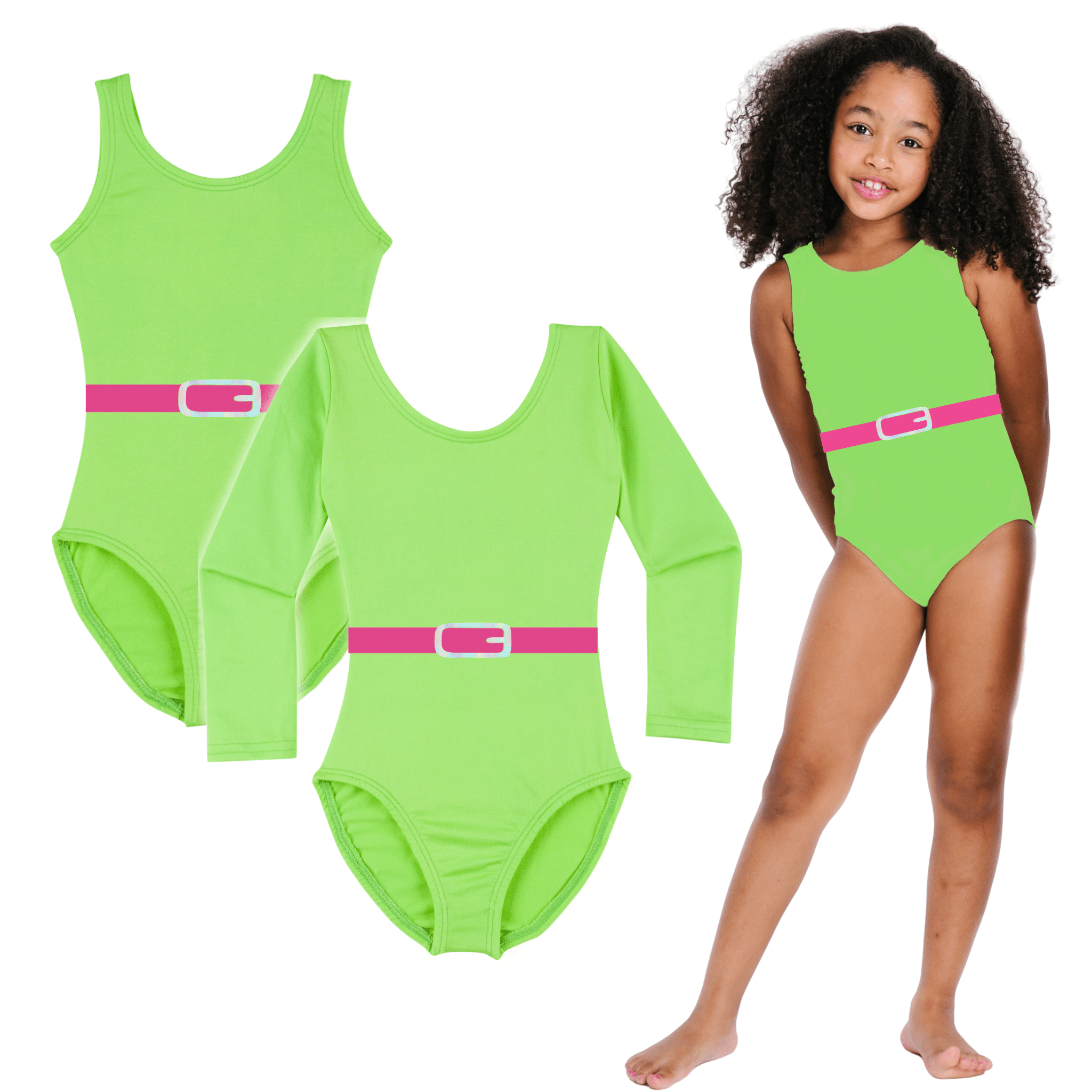 vintage1980sworkoutleotardcostume.png 1980's Work Out Girl Leotard Costume - Lime Green